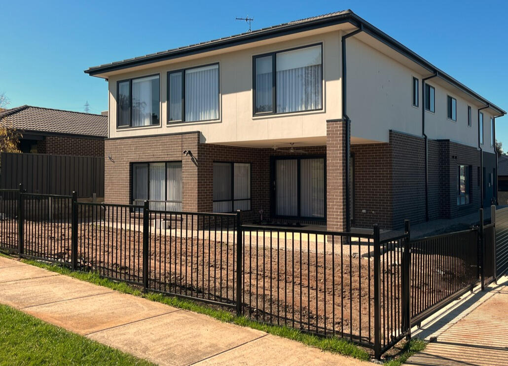 Metal Fence & Gate – Pakenham, Black Flat Top Design black metal fence and gate flat top design installed in Pakenham